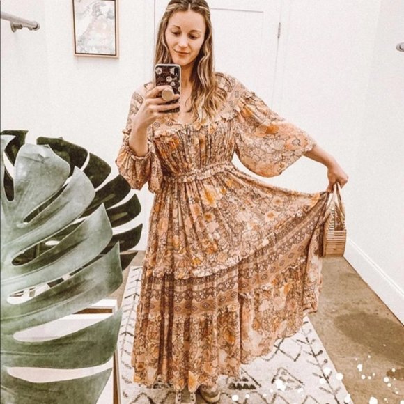 Long Sleeve Boho Floral Gypsy Print Maxi Dress - Picture 10 of 15